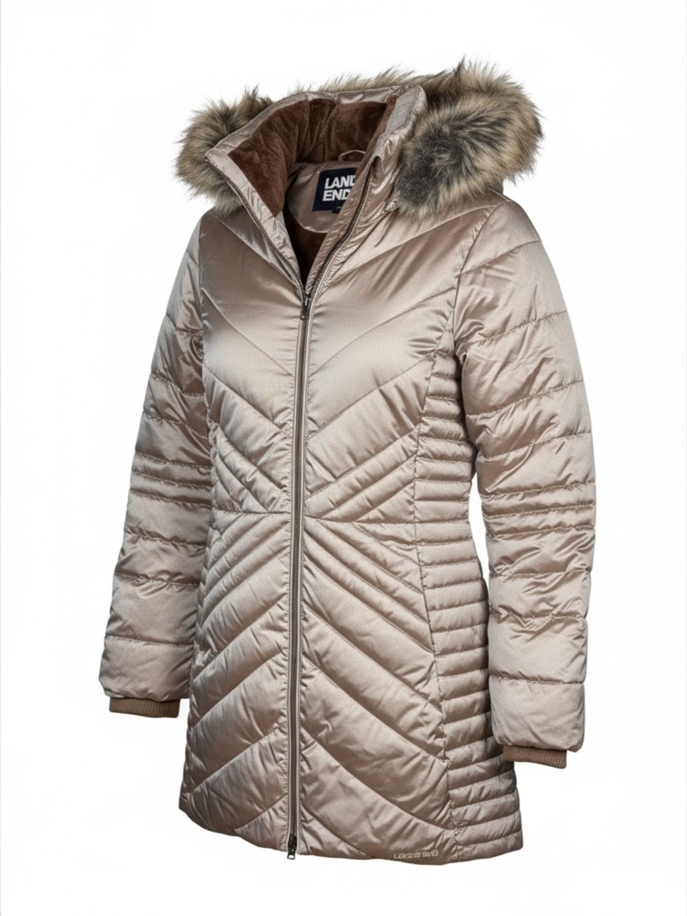Lands End FeatherFree Cozy Fleece Lined Winter Hooded Coat NEW with Tag Sz S
